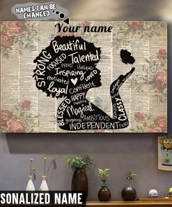 Personalized Name Black Girl Canvas QFHY110501